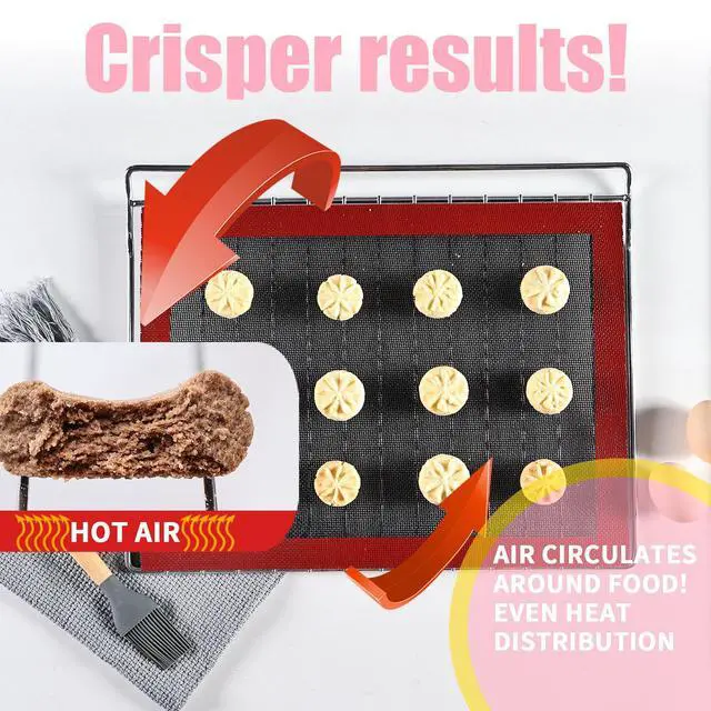 Alt view image 2 of 7 - Perforated Silicone Baking Mat, 15.7"x11.8" Non Stick Reusable Bread Mat, Silicone Baking Sheet Liner for Cookies, Macarons Bread & Pastry, Toaster