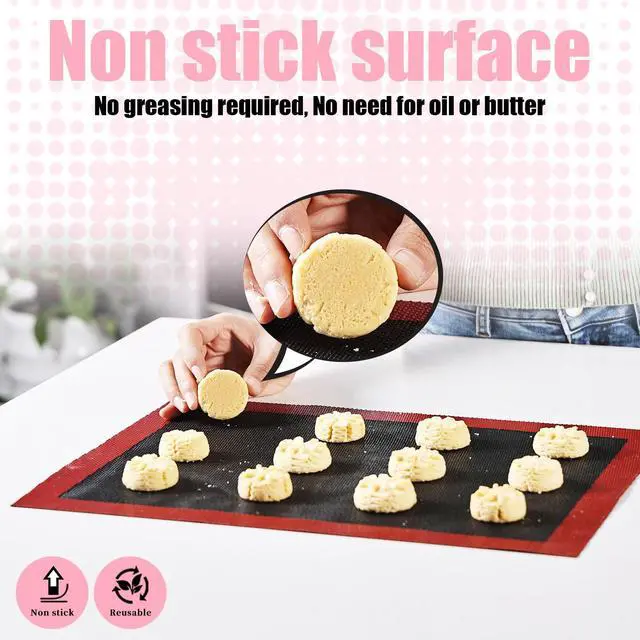 Alt view image 3 of 7 - Perforated Silicone Baking Mat, 15.7"x11.8" Non Stick Reusable Bread Mat, Silicone Baking Sheet Liner for Cookies, Macarons Bread & Pastry, Toaster