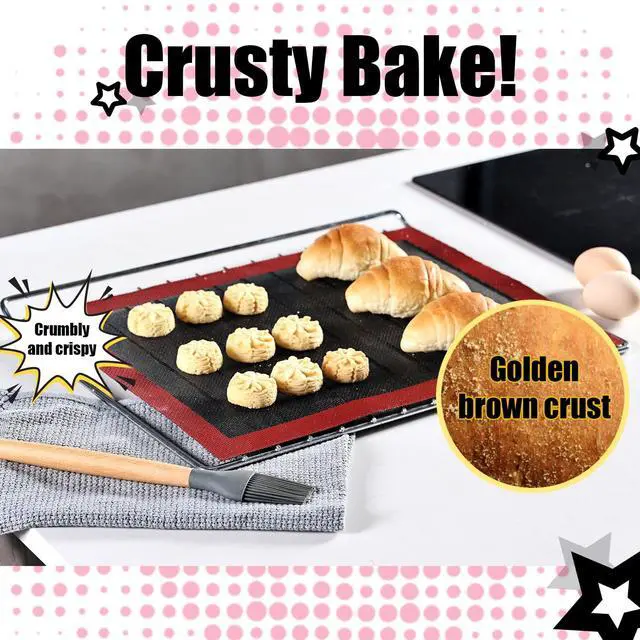 Alt view image 4 of 7 - Perforated Silicone Baking Mat, 15.7"x11.8" Non Stick Reusable Bread Mat, Silicone Baking Sheet Liner for Cookies, Macarons Bread & Pastry, Toaster