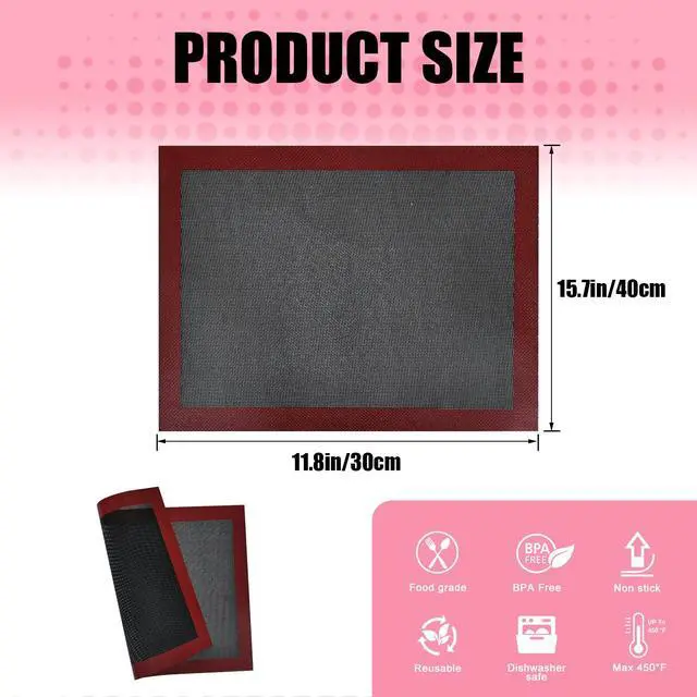 Alt view image 5 of 7 - Perforated Silicone Baking Mat, 15.7"x11.8" Non Stick Reusable Bread Mat, Silicone Baking Sheet Liner for Cookies, Macarons Bread & Pastry, Toaster