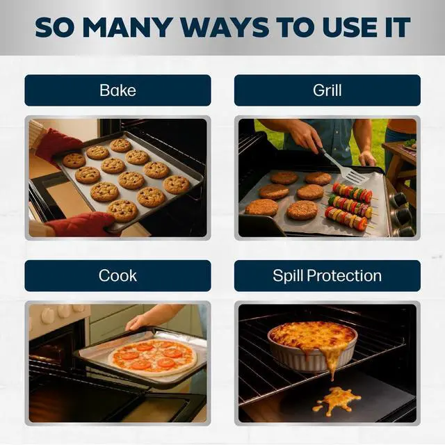 Alt view image 7 of 7 - Non-Stick Oven Protector Mat - 1 Pack Heavy Duty Nonstick Oven Rack Liners to Protect Convection, Electric, Gas, & Microwave Ovens - BPA & PFOA Free Heat Resistant Baking Mat