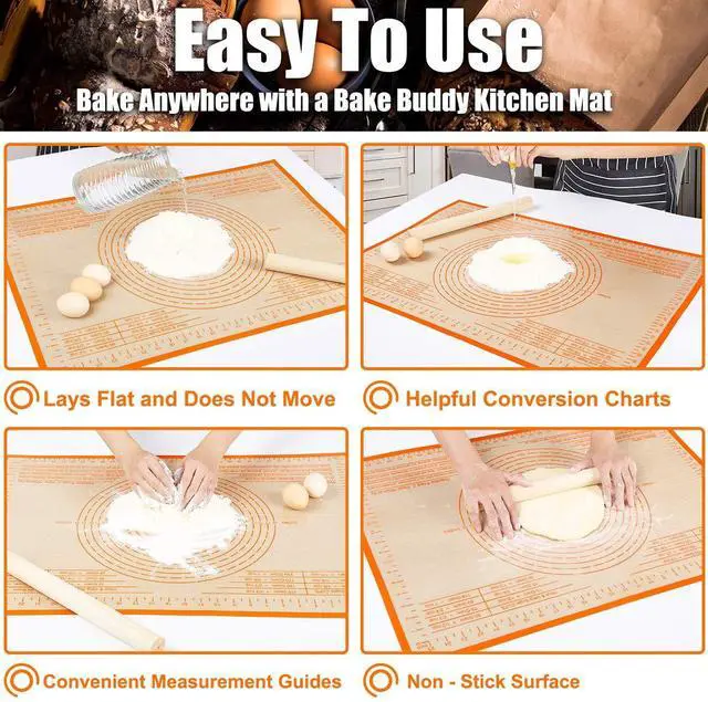 Alt view image 3 of 7 - Silicone Pastry Mat 36X24 inch Baking mat Perfect for Dough, Pastry, Pie Crust, Fondant, Cookies, Bread, Pasta/Pizza,Pastry Board, Kitchen Counter Mat