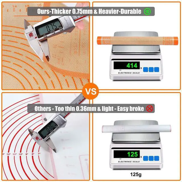 Alt view image 6 of 7 - Silicone Pastry Mat 36X24 inch Baking mat Perfect for Dough, Pastry, Pie Crust, Fondant, Cookies, Bread, Pasta/Pizza,Pastry Board, Kitchen Counter Mat