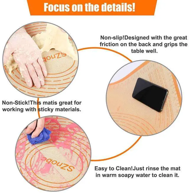 Alt view image 4 of 7 - Silicone Pastry Mat 36X24 inch Baking mat Perfect for Dough, Pastry, Pie Crust, Fondant, Cookies, Bread, Pasta/Pizza,Pastry Board, Kitchen Counter Mat