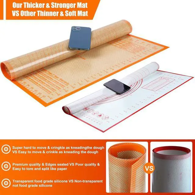 Alt view image 5 of 7 - Silicone Pastry Mat 36X24 inch Baking mat Perfect for Dough, Pastry, Pie Crust, Fondant, Cookies, Bread, Pasta/Pizza,Pastry Board, Kitchen Counter Mat