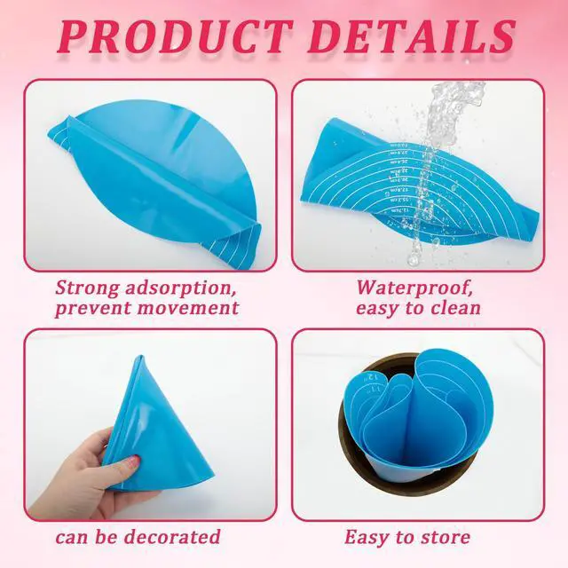 Alt view image 3 of 6 - 2 Pcs Non Stick Silicone Baking Mat Set with Measurements, Reusable Heat Resistant Dough Rolling Mat for Cake, Cookie, Bread Making - Blue & Pink (12x12 Inch)