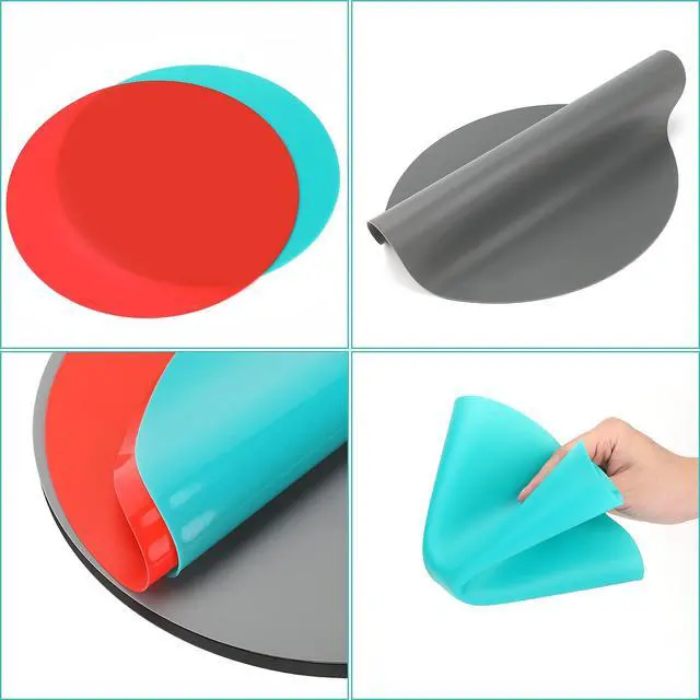 Alt view image 5 of 7 - 4 Pack 12 Inch Silicone Microwave Mat, Round Non-Stick Heat Resistant Baking Mat Set, BPA-Free Multipurpose Turntable Oven Mat Hot Pad Pot Holder for Home Kitchen Restaurant Dining Table Trivet