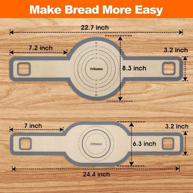 Alt view image 6 of 6 - Sourdough Silicone Bread Sling -Oval and Round Non-Stick & Easy Clean Silicone Bread Mat for Dutch Oven. Reusable With Extra Long Handles Silicone Bread baking Supplies tools accessories(Gray)