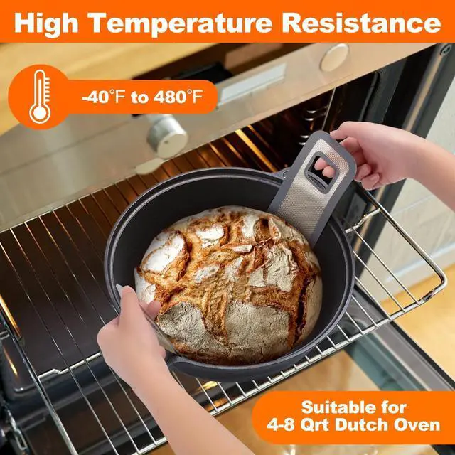 Alt view image 4 of 6 - Sourdough Silicone Bread Sling -Oval and Round Non-Stick & Easy Clean Silicone Bread Mat for Dutch Oven. Reusable With Extra Long Handles Silicone Bread baking Supplies tools accessories(Gray)