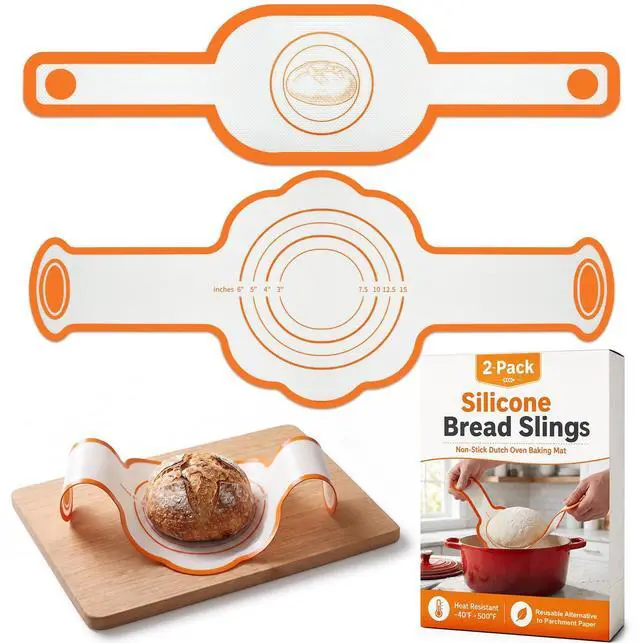 Main image of Silicone Bread Slings 2-pack Dutch Oven Sourdough Baking Mat