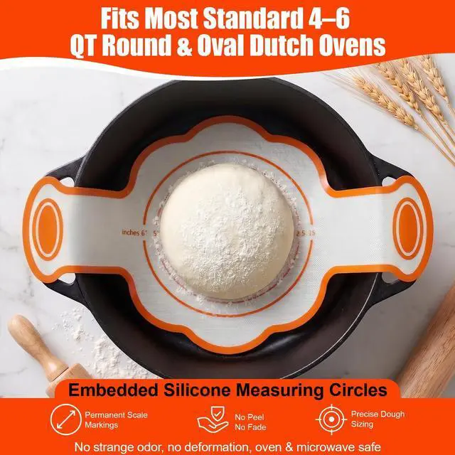 Alt view image 6 of 7 - Silicone Bread Slings 2-pack Dutch Oven Sourdough Baking Mat