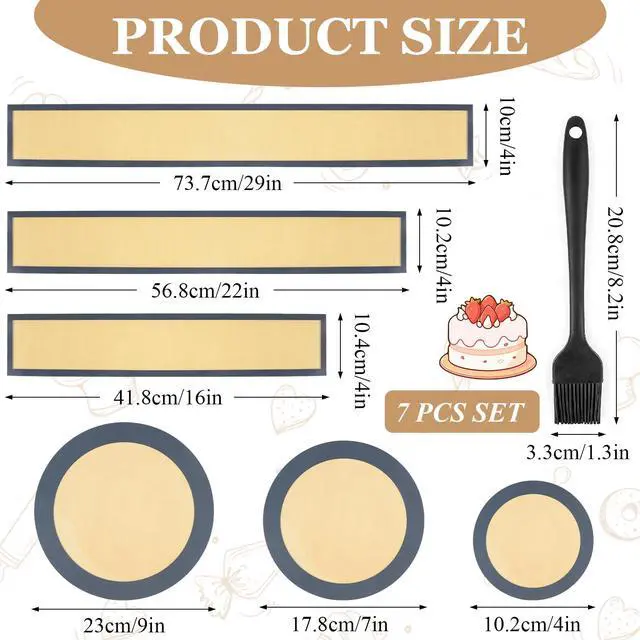 Alt view image 2 of 7 - 3 Set Silicone Baking Mat for Springform Pan 4/7/9 Inch, Cheesecake Pan Protector, Nonstick Baking Mat for Prevent Cake from Sticking to Bottom & Side, Easy Clean Silicone Mats for Baking