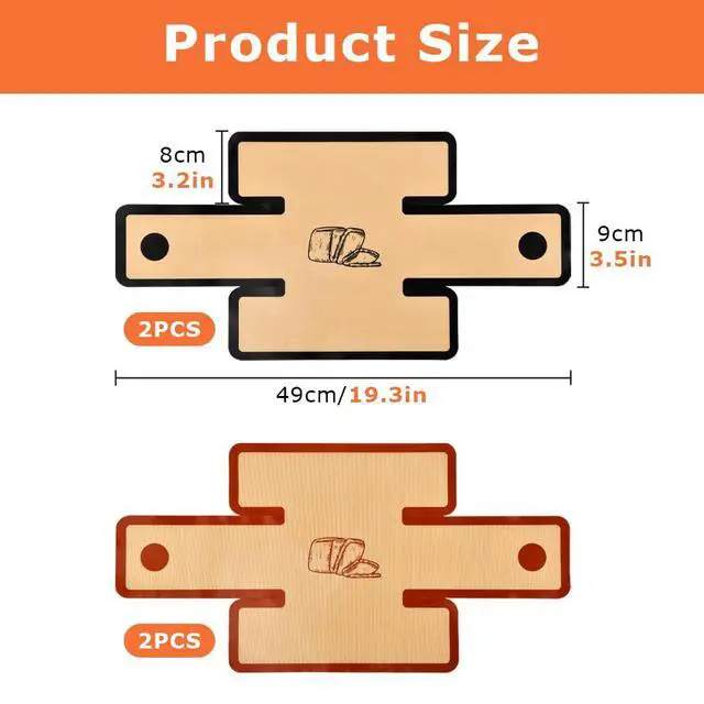 Alt view image 2 of 7 - 4Pcs Silicone Bread Loaf Pan Liners, Reusable Bread Baking Mat Silicone Breads Sling, Nonstick Sourdough Baking Slings for 9x5/9.5x5/10x5 Inch Loaf Pans, Easy to Clean