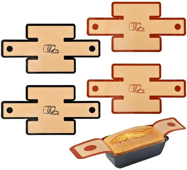 Main image of 4Pcs Silicone Bread Loaf Pan Liners, Reusable Bread Baking Mat Silicone Breads Sling, Nonstick Sourdough Baking Slings for 9x5/9.5x5/10x5 Inch Loaf Pans, Easy to Clean