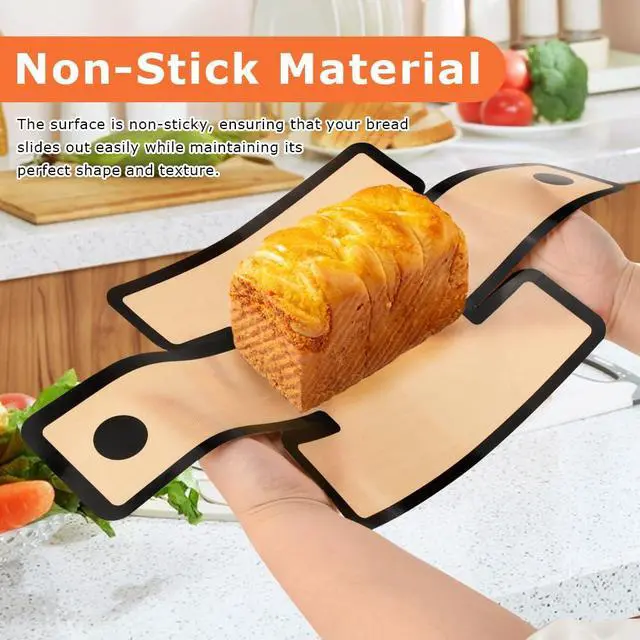 Alt view image 3 of 7 - 4Pcs Silicone Bread Loaf Pan Liners, Reusable Bread Baking Mat Silicone Breads Sling, Nonstick Sourdough Baking Slings for 9x5/9.5x5/10x5 Inch Loaf Pans, Easy to Clean