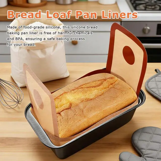 Alt view image 4 of 7 - 4Pcs Silicone Bread Loaf Pan Liners, Reusable Bread Baking Mat Silicone Breads Sling, Nonstick Sourdough Baking Slings for 9x5/9.5x5/10x5 Inch Loaf Pans, Easy to Clean