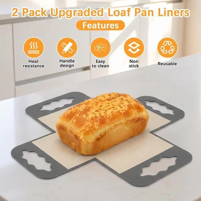 Alt view image 3 of 7 - 2Pcs Silicone Bread Pan Liner Reusable Baking Mat Fits 9x5" Loaf Pans