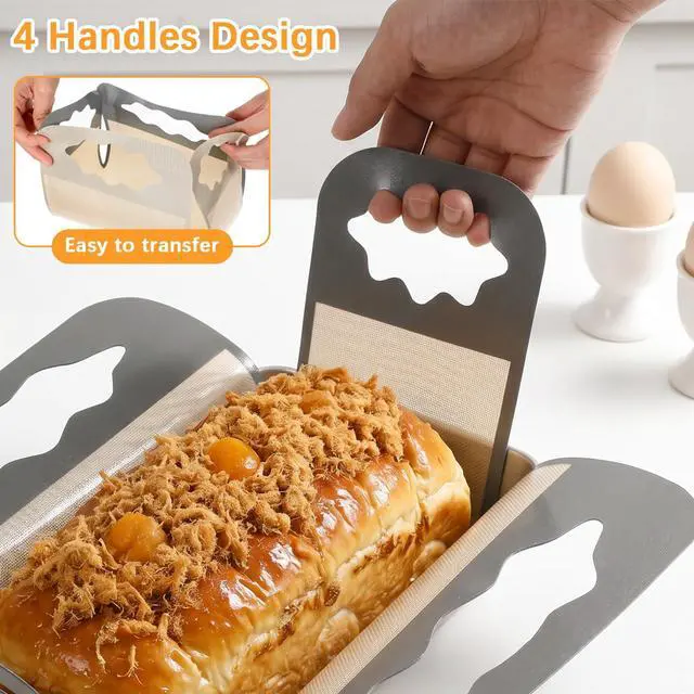 Alt view image 6 of 7 - 2Pcs Silicone Bread Pan Liner Reusable Baking Mat Fits 9x5" Loaf Pans