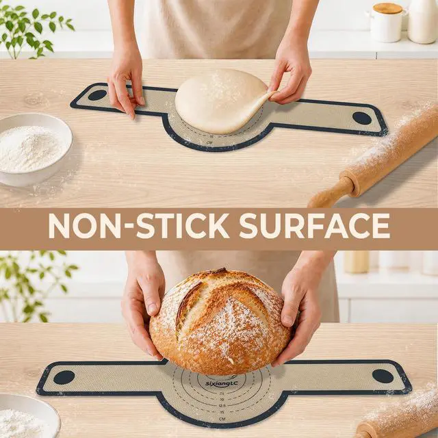 Alt view image 2 of 7 - Silicone Bread Sling for Dutch Oven, 2-Pack 7.2" Long Handle Sourdough Baking Mat, 500°F Heat Resistant Dough Transfer Slings with 10 Parchment Sheets & 2 Cable Ties