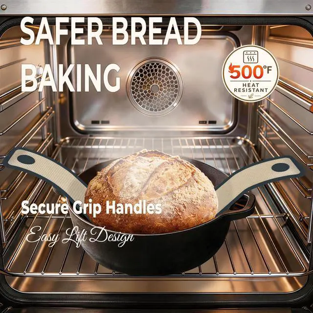 Alt view image 4 of 7 - Silicone Bread Sling for Dutch Oven, 2-Pack 7.2" Long Handle Sourdough Baking Mat, 500°F Heat Resistant Dough Transfer Slings with 10 Parchment Sheets & 2 Cable Ties
