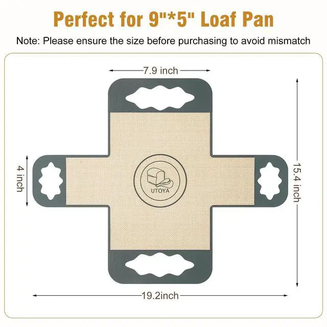 Alt view image 2 of 7 - 2 Pcs Reusable Silicone Bread Loaf Pan Liner, Food Grade BPA Free Bread Baking Mat, Non-Stick and Heat Resistant Dough Transfer Tool, Sourdough Sling with 4 Handles, Fits 9x5" or 1.5Lb Loaf Pans