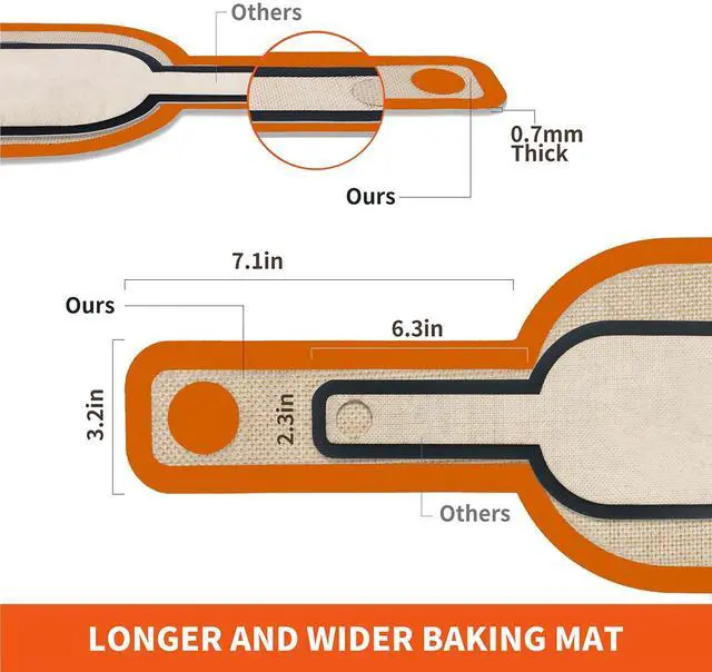 Alt view image 2 of 7 - Silicone Bread Sling Dutch Oven Liner, Non-Stick & Easy Clean Reusable Oval Silicone Bread Sling Baking Mat, Easy to Transfer Sourdough Bread - 2 Orange Set