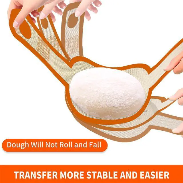 Alt view image 3 of 7 - Silicone Bread Sling Dutch Oven Liner, Non-Stick & Easy Clean Reusable Oval Silicone Bread Sling Baking Mat, Easy to Transfer Sourdough Bread - 2 Orange Set