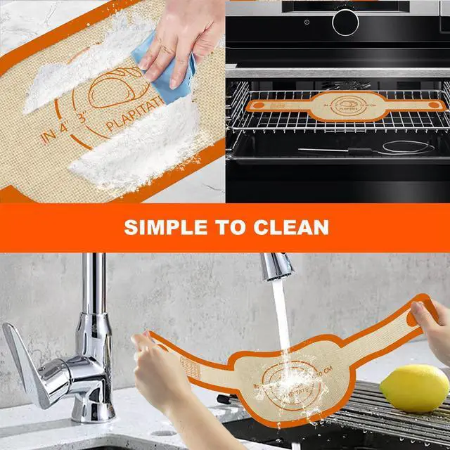 Alt view image 5 of 7 - Silicone Bread Sling Dutch Oven Liner, Non-Stick & Easy Clean Reusable Oval Silicone Bread Sling Baking Mat, Easy to Transfer Sourdough Bread - 2 Orange Set