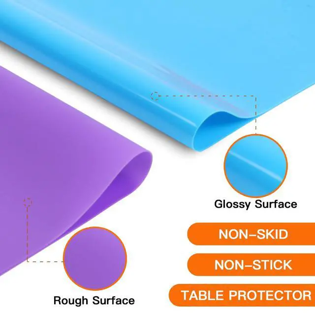 Alt view image 3 of 7 - 3 Pack Silicone Mats for Crafts, Premium Playdough Mat,A3 Size Silicone Sheet, Liquid, Resin Jewelry Casting Molds Mat,15.7 "x11.8" Nonstick & Nonslip Heat-Resistant Table Protector by AOULELA