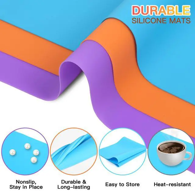 Alt view image 4 of 7 - 3 Pack Silicone Mats for Crafts, Premium Playdough Mat,A3 Size Silicone Sheet, Liquid, Resin Jewelry Casting Molds Mat,15.7 "x11.8" Nonstick & Nonslip Heat-Resistant Table Protector by AOULELA