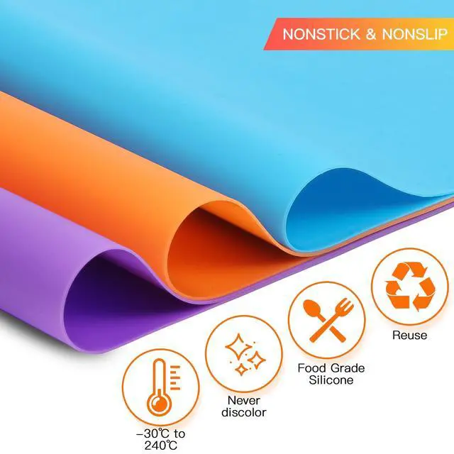 Alt view image 5 of 7 - 3 Pack Silicone Mats for Crafts, Premium Playdough Mat,A3 Size Silicone Sheet, Liquid, Resin Jewelry Casting Molds Mat,15.7 "x11.8" Nonstick & Nonslip Heat-Resistant Table Protector by AOULELA