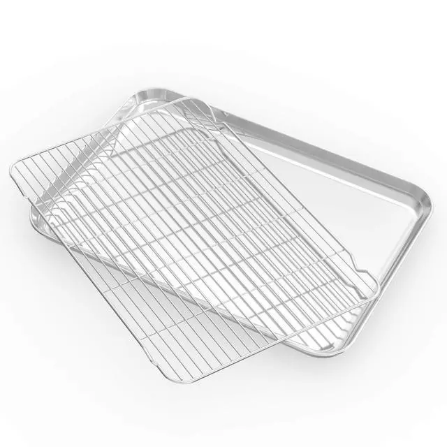 Alt view image 5 of 7 - Baking Sheet with Cooling Rack and Silicone Baking Mat, 20 Inch Stainless Steel Bakeware, Healthy & Nontoxic & Rustproof & Easy Clean & Dishwasher Safe