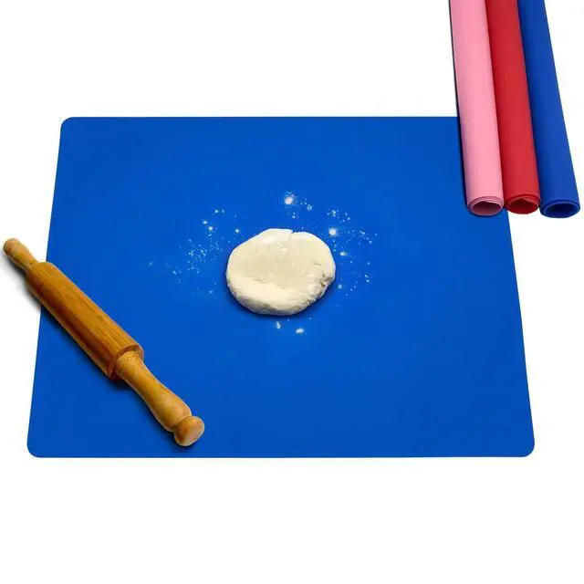 Alt view image 4 of 6 - Silicone Baking Mats for Dough Rolling Pastry Fondant Mat Large Nonstick and Nonslip, Countertop Protector, Dining Table Mat and Placemat 20'' by 16''(Blue 2 Pack)