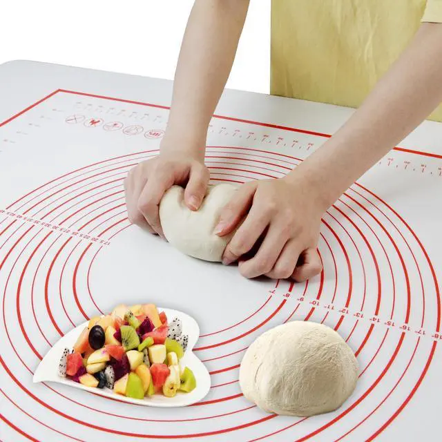 Main image of Dough Mat Pastry Silicone Baking Mats 32x24" Red for Rolling Dough Kneading Sheet Sourdough Bread Baking Supplies