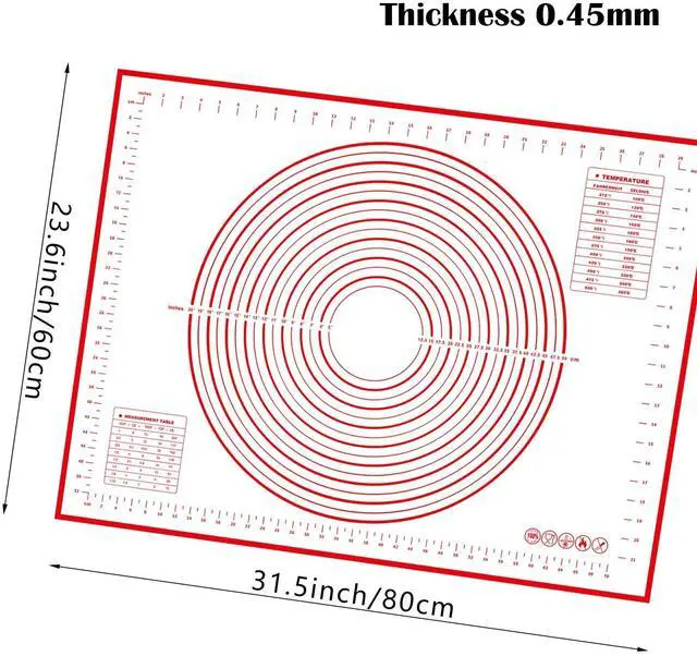 Alt view image 2 of 7 - Dough Mat Pastry Silicone Baking Mats 32x24" Red for Rolling Dough Kneading Sheet Sourdough Bread Baking Supplies