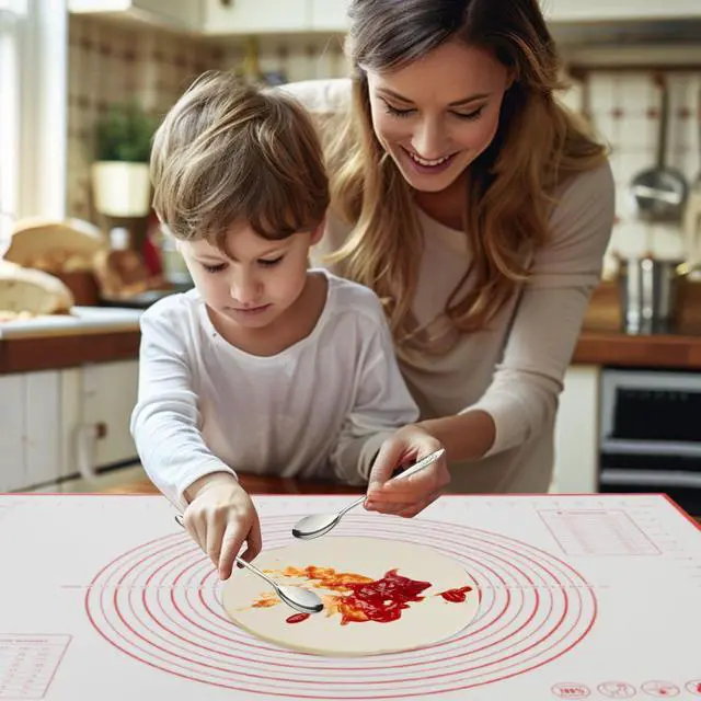 Alt view image 3 of 7 - Dough Mat Pastry Silicone Baking Mats 32x24" Red for Rolling Dough Kneading Sheet Sourdough Bread Baking Supplies