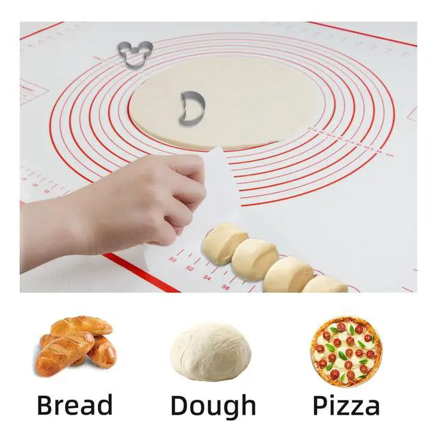 Alt view image 4 of 7 - Dough Mat Pastry Silicone Baking Mats 32x24" Red for Rolling Dough Kneading Sheet Sourdough Bread Baking Supplies