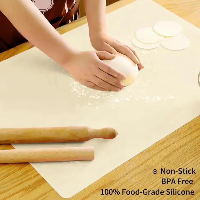Alt view image 2 of 7 - Extra Large Silicone Mats for Countertop - Counter Table Protector Placemats for Baking Crafts, Kids Dinner Placemat Nonstick Nonskid Heat-Resistant Kitchen Pad, 23.6'' x 15.7'', Beige