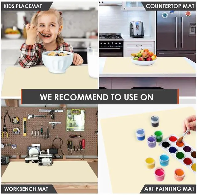 Alt view image 4 of 7 - Extra Large Silicone Mats for Countertop - Counter Table Protector Placemats for Baking Crafts, Kids Dinner Placemat Nonstick Nonskid Heat-Resistant Kitchen Pad, 23.6'' x 15.7'', Beige