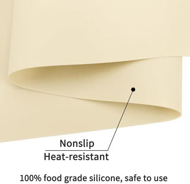Alt view image 5 of 7 - Extra Large Silicone Mats for Countertop - Counter Table Protector Placemats for Baking Crafts, Kids Dinner Placemat Nonstick Nonskid Heat-Resistant Kitchen Pad, 23.6'' x 15.7'', Beige