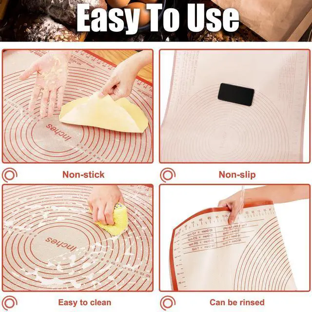 Alt view image 5 of 7 - Silicone Pastry Mat 36x24 Inch Nonstick Baking Mat -Perfect for Dough, Pastry, Dough Rolling, Kneading Board, Pie Crust, Fondant, Pasta/Pizza, Kitchen Counter Mat