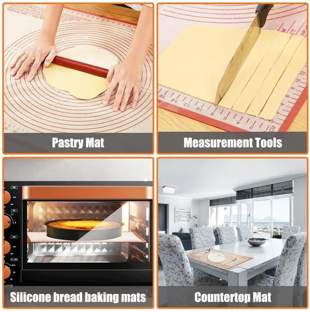 Alt view image 7 of 7 - Silicone Pastry Mat 36x24 Inch Nonstick Baking Mat -Perfect for Dough, Pastry, Dough Rolling, Kneading Board, Pie Crust, Fondant, Pasta/Pizza, Kitchen Counter Mat
