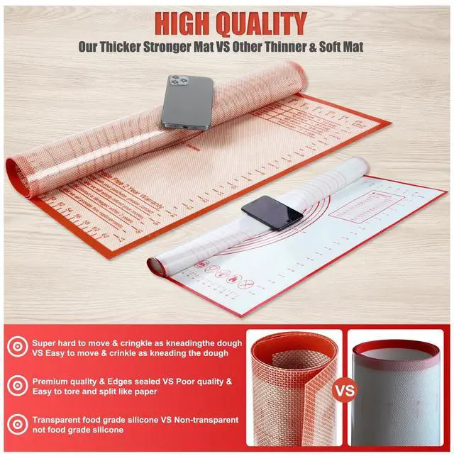 Alt view image 4 of 7 - Silicone Pastry Mat 36x24 Inch Nonstick Baking Mat -Perfect for Dough, Pastry, Dough Rolling, Kneading Board, Pie Crust, Fondant, Pasta/Pizza, Kitchen Counter Mat