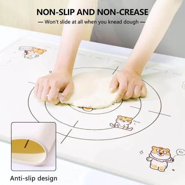Alt view image 3 of 7 - 34x24 Inch Extra Thick Silicone Pastry Board, Silicone Baking Mat with Measurements, Non-slip Silicone Mat, Kneading Counter Mat, Non-Stick Dough Mat with Edge Heightening