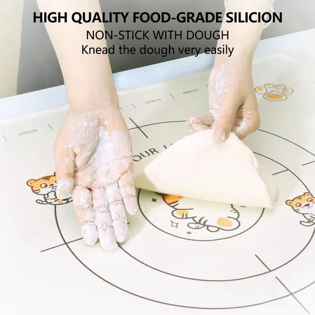 Alt view image 4 of 7 - 34x24 Inch Extra Thick Silicone Pastry Board, Silicone Baking Mat with Measurements, Non-slip Silicone Mat, Kneading Counter Mat, Non-Stick Dough Mat with Edge Heightening