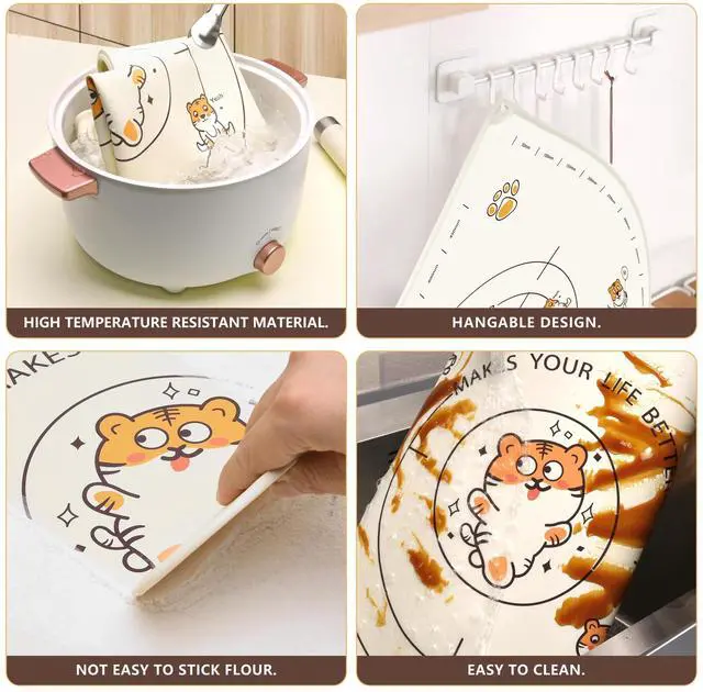 Alt view image 5 of 7 - 34x24 Inch Extra Thick Silicone Pastry Board, Silicone Baking Mat with Measurements, Non-slip Silicone Mat, Kneading Counter Mat, Non-Stick Dough Mat with Edge Heightening