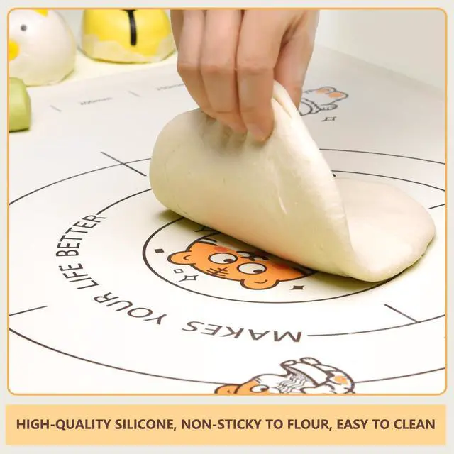 Alt view image 7 of 7 - 34x24 Inch Extra Thick Silicone Pastry Board, Silicone Baking Mat with Measurements, Non-slip Silicone Mat, Kneading Counter Mat, Non-Stick Dough Mat with Edge Heightening