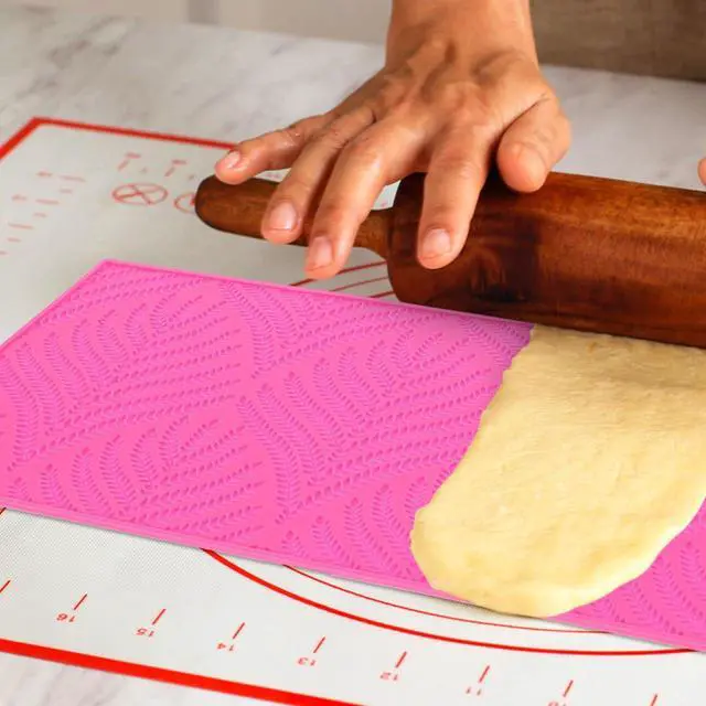 Alt view image 2 of 7 - Cake Fondant Impression Mat Silicone Pink Fondant Texture Mat Wheat Ears Pattern Lace Impression Mold for Cake Decorating Embossing, Chocolate Sugar Craft, Cupcake Crafting