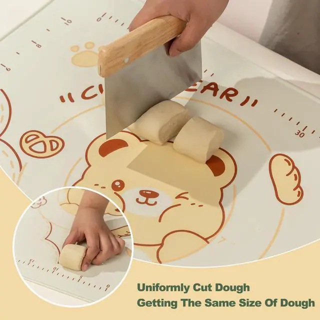 Alt view image 3 of 7 - Non-Stick Silicone Baking Mat, Non Slip Pastry Mats Reusable Silicone Rolling Out Dough Mat with Measuremen and Edge Heightening Beige (Extra Large)