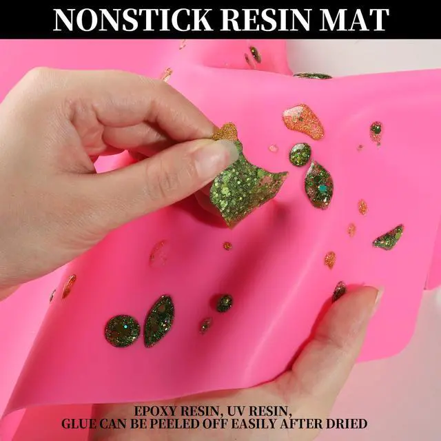 Alt view image 4 of 7 - Silicone Mat for Resin Molds, 3 PCS Silicone Mats for Epoxy Resin, UV Resin, Play Dough Mat, Clay Mat, Nonstick Silicone Sheets Pads for DIY Arts and Crafts, Pink & Purple & Blue, 15.7x 11.7